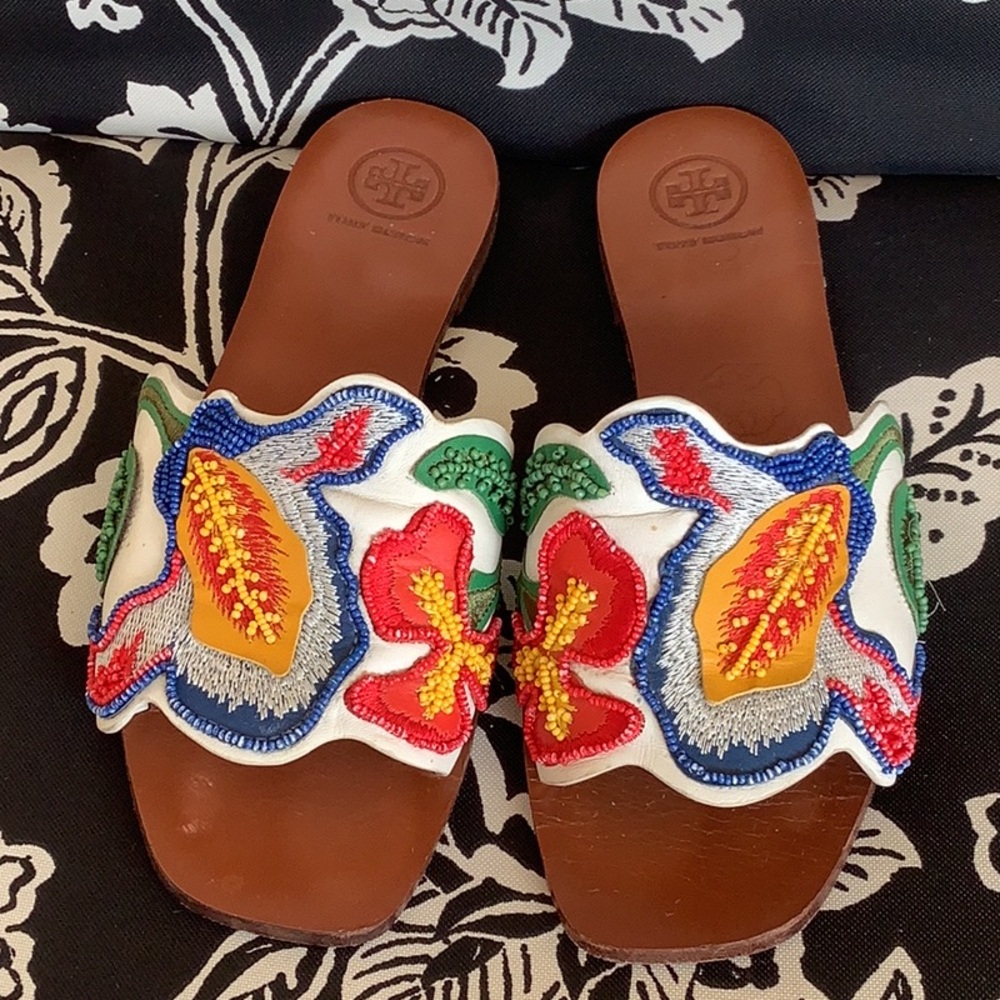 Tory Burch Colorful Embroidered Sandals